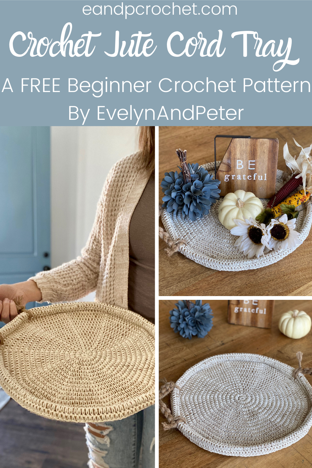 Crochet Jute Cord Tray - Evelyn And Peter Crochet